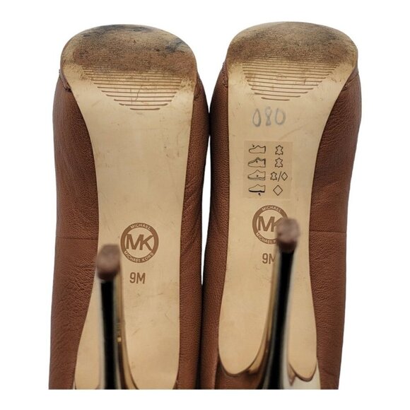 Michael Kors York Brown Leather Open Toe Platform Pumps Women's Size 9M* - Picture 6 of 7